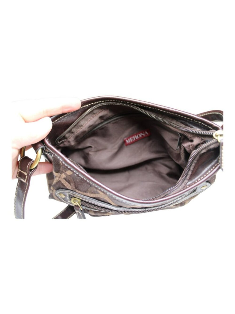 Merona Signature Brown Tan Shoulder Bag Handbag Purse - Picture 2 of 6